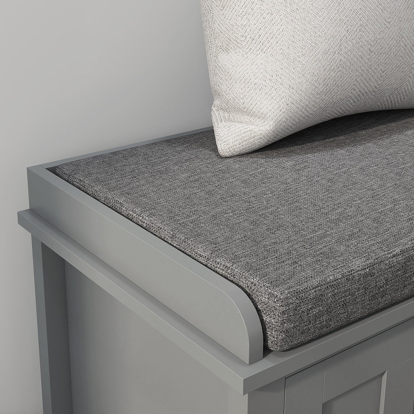 Banc à chaussures d'entrée HOMCOM avec rangement ottoman et étagères réglables, 6 compartiments et assise rembourrée, blanc/gris