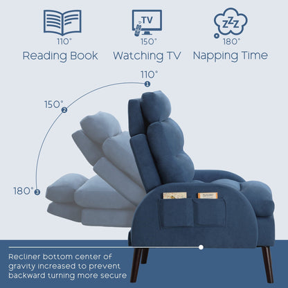 Fauteuil d'appoint HOMYKA avec dossier réglable et pouf de rangement
