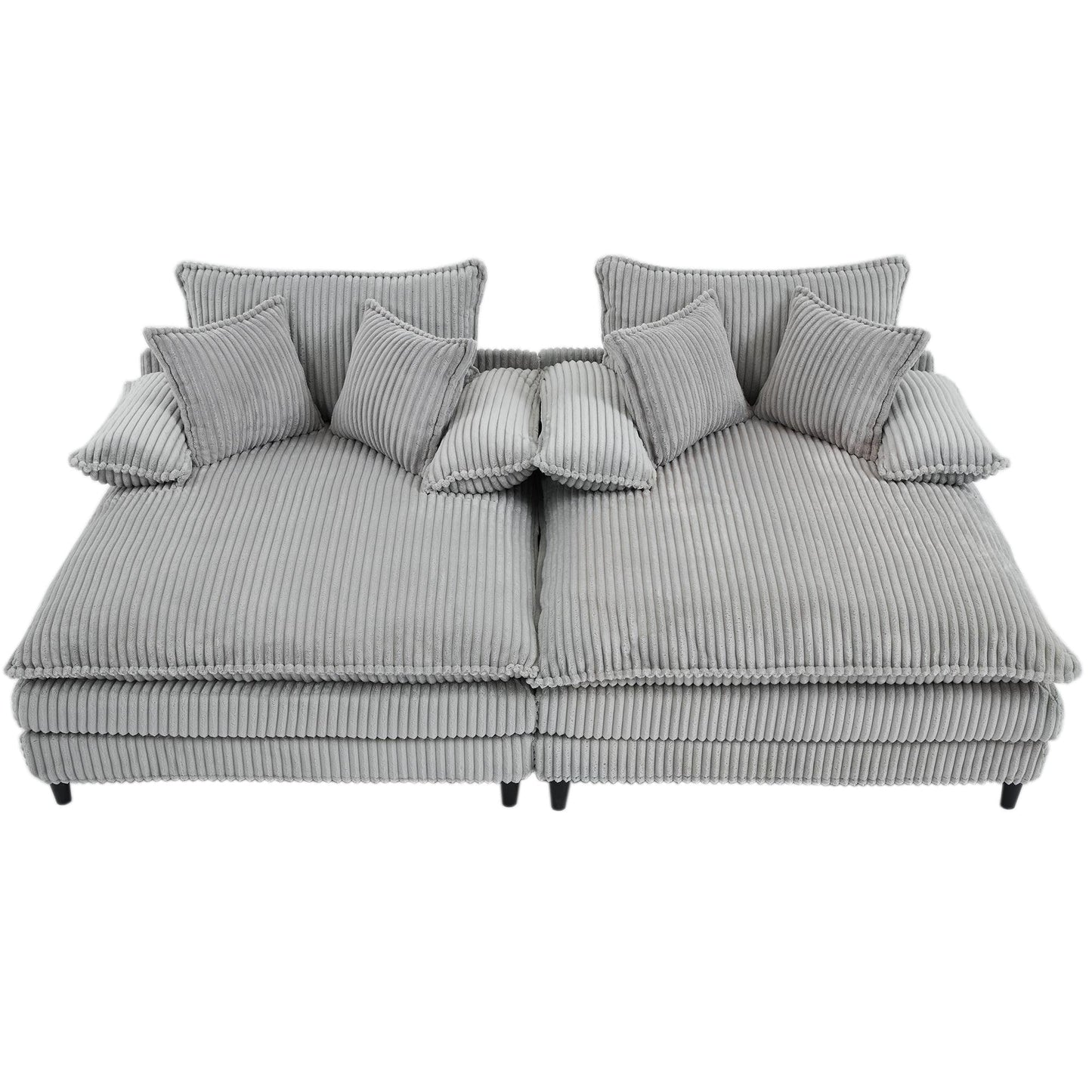 Harmonia 109 W Oversized Corduroy Sofa Bed, Deep Seat Double Lounge Chaise with 4 Pillows
