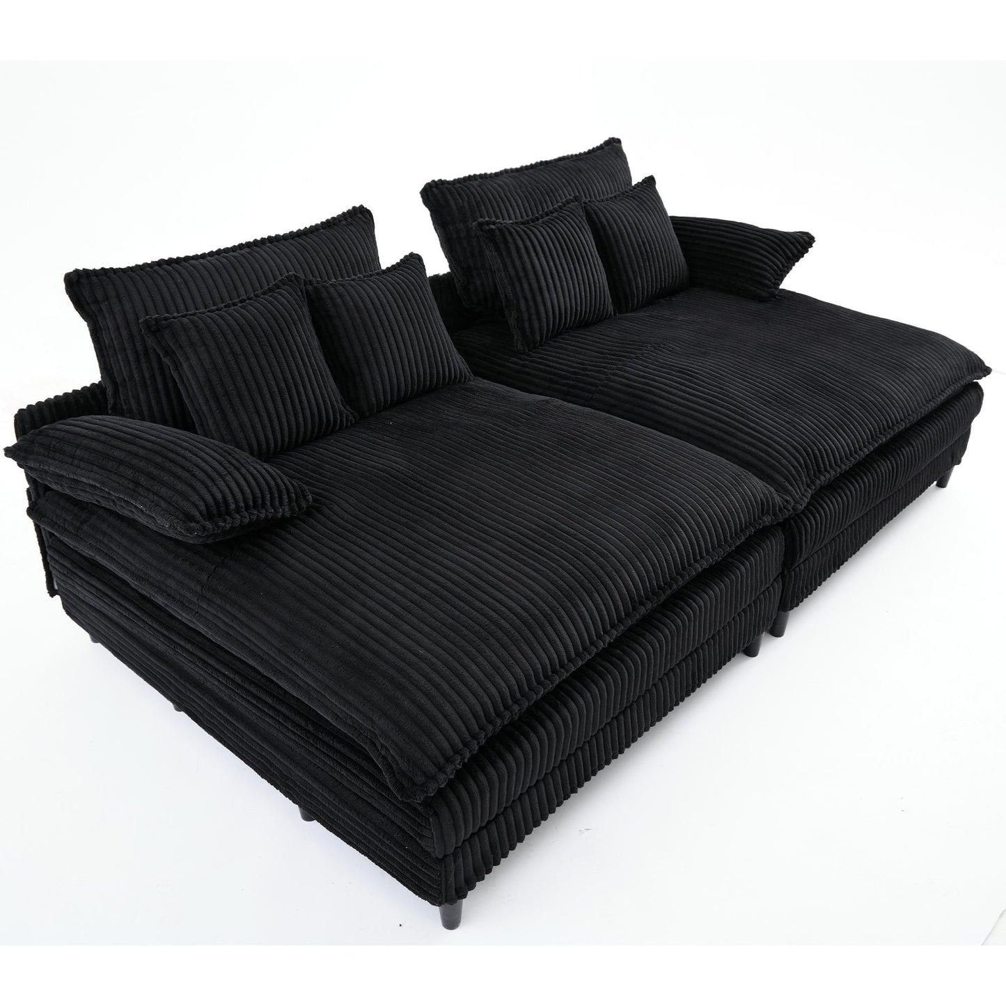 Harmonia 109 W Oversized Corduroy Sofa Bed, Deep Seat Double Lounge Chaise with 4 Pillows