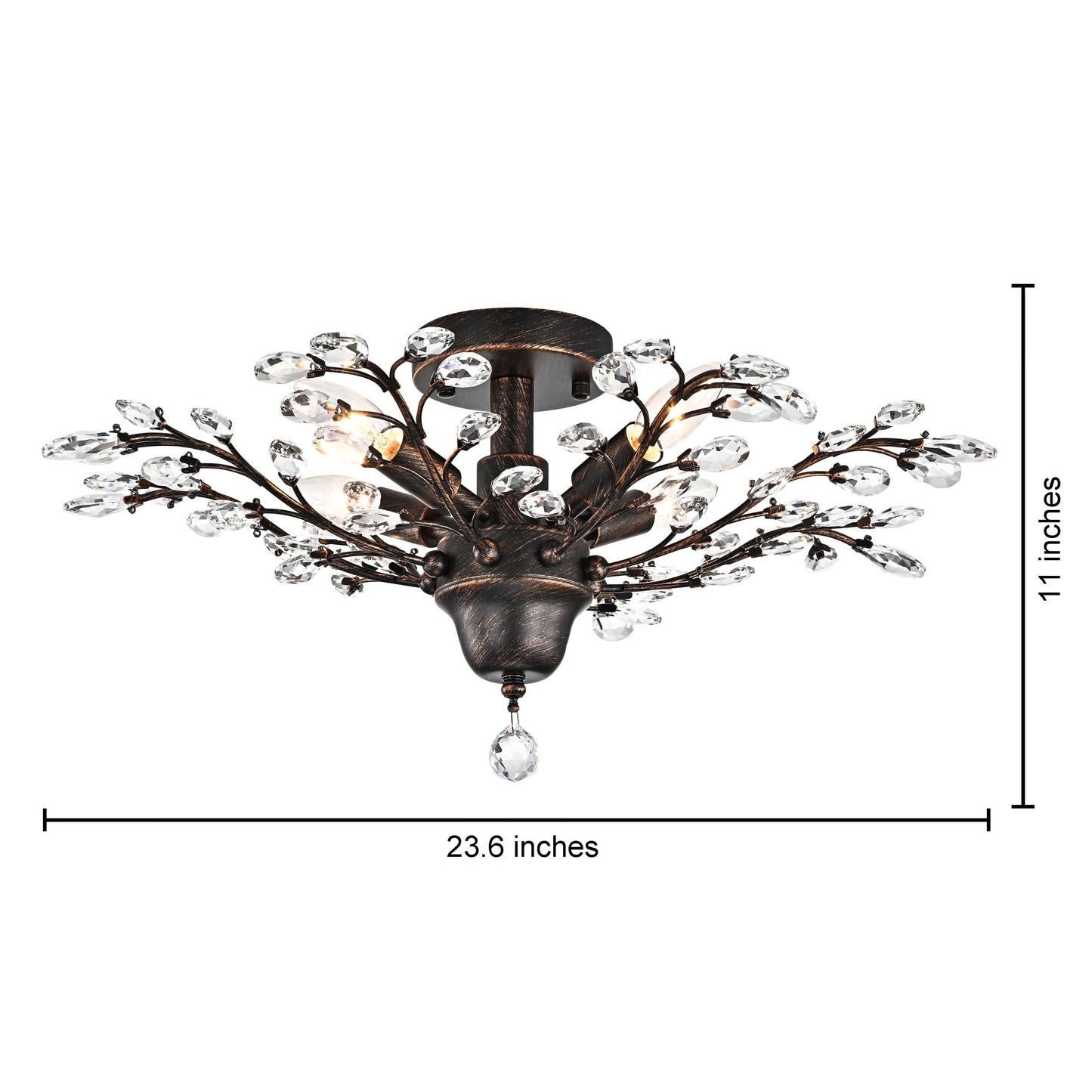 Holly 4-light Crystal Leaves Flush Mount