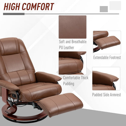 HomCom Faux Leather Adjustable Manual Swivel Base Recliner Chair with Comfortable and Relaxing Footrest