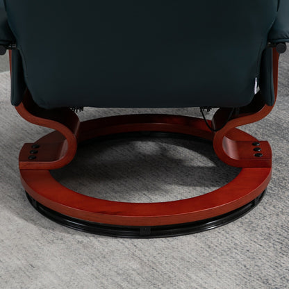 HomCom Faux Leather Adjustable Manual Swivel Base Recliner Chair with Comfortable and Relaxing Footrest