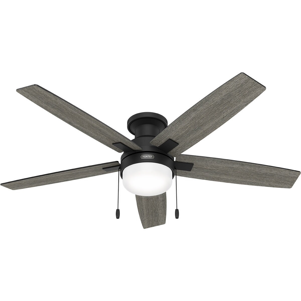 Ventilateur de plafond à profil bas Hunter 52 Anisten avec éclairage LED et chaînette - Moderne, contemporain, transitionnel