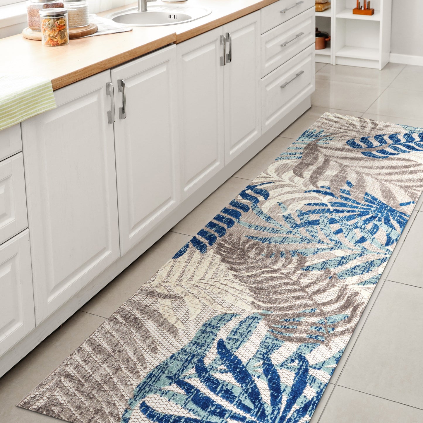 Tapis d'intérieur/extérieur à feuilles de palmier JONATHAN Y Aydin