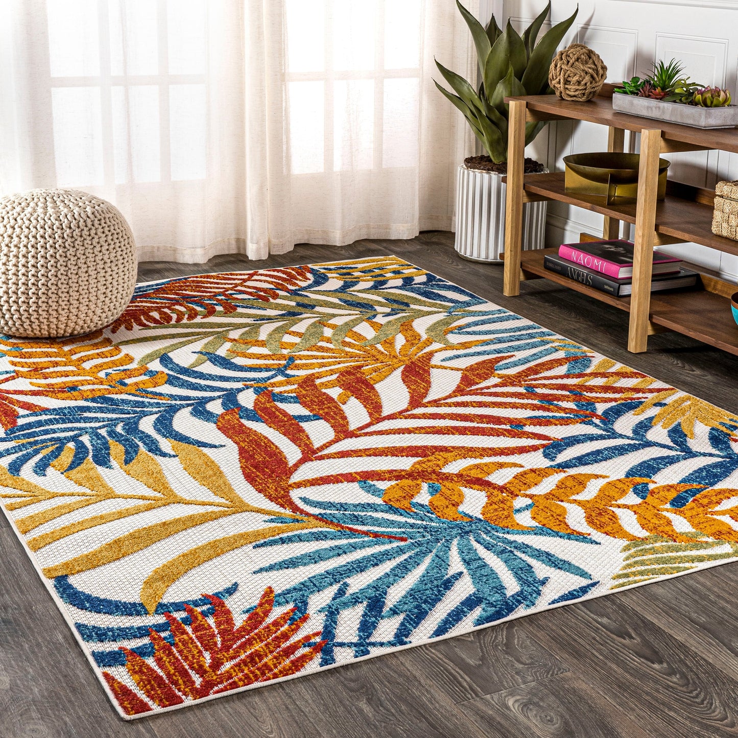 Tapis d'intérieur/extérieur à feuilles de palmier JONATHAN Y Aydin