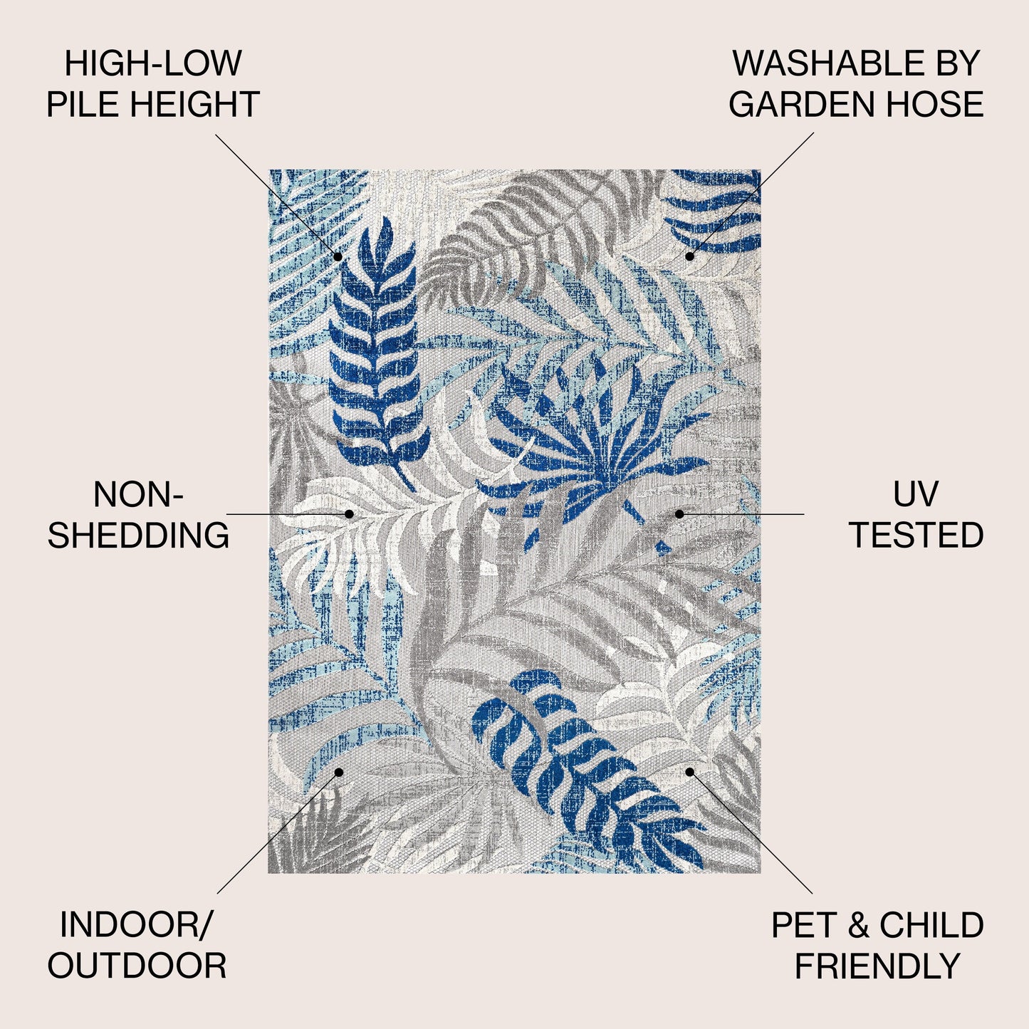 Tapis d'intérieur/extérieur à feuilles de palmier JONATHAN Y Aydin