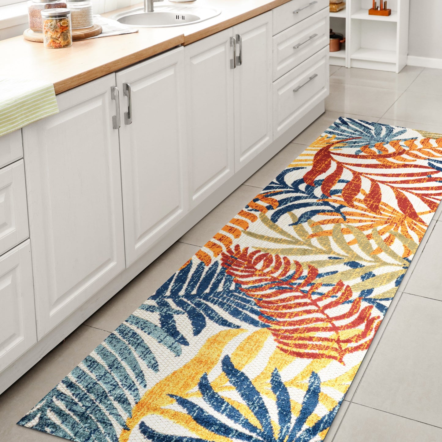Tapis d'intérieur/extérieur à feuilles de palmier JONATHAN Y Aydin