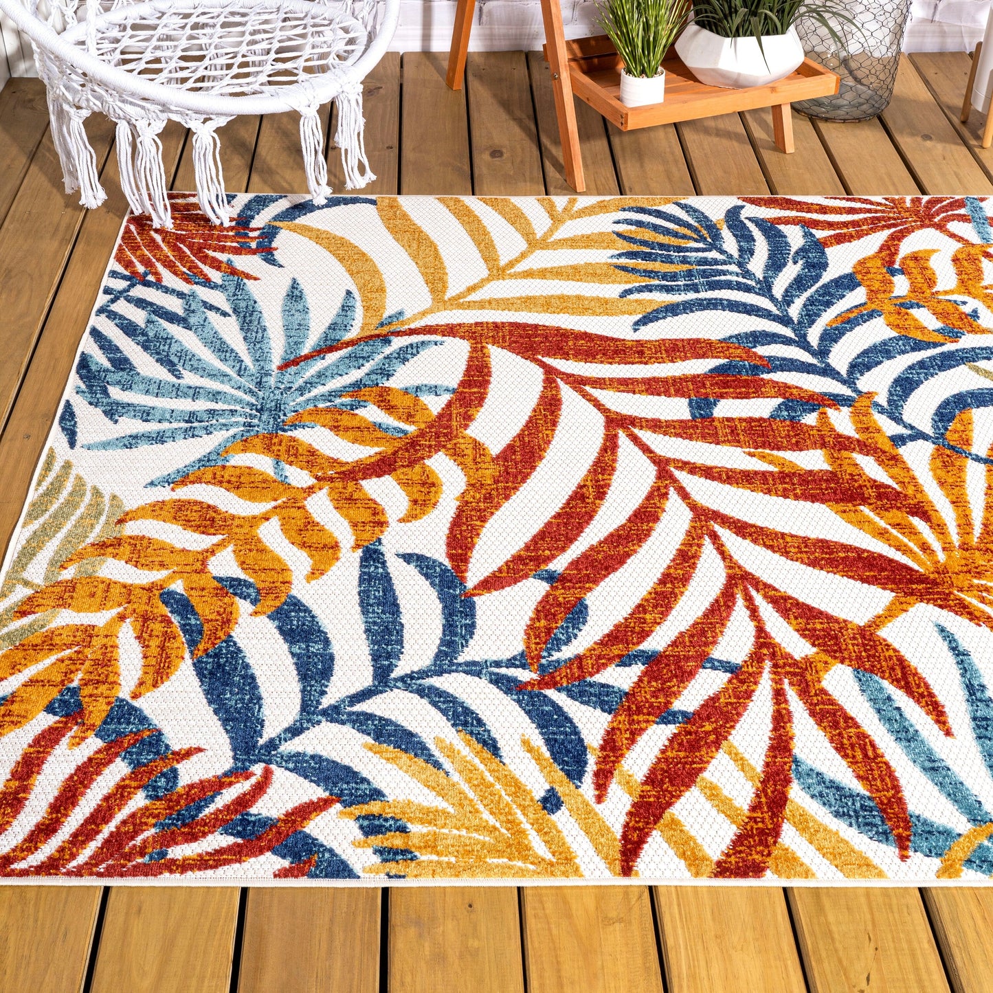 Tapis d'intérieur/extérieur à feuilles de palmier JONATHAN Y Aydin