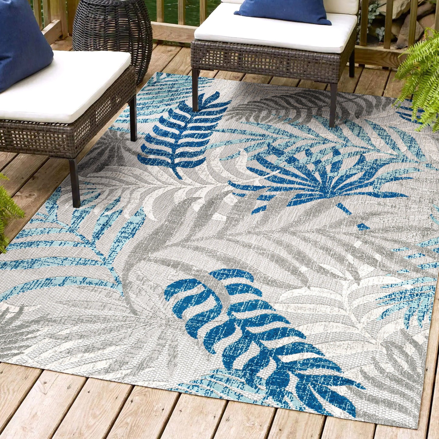 Tapis d'intérieur/extérieur à feuilles de palmier JONATHAN Y Aydin