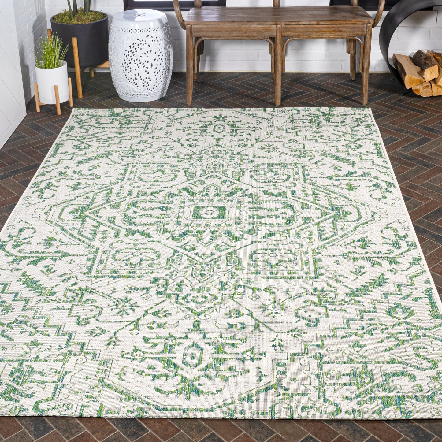 Tapis d'intérieur/extérieur JONATHAN Y Charleston Medallion