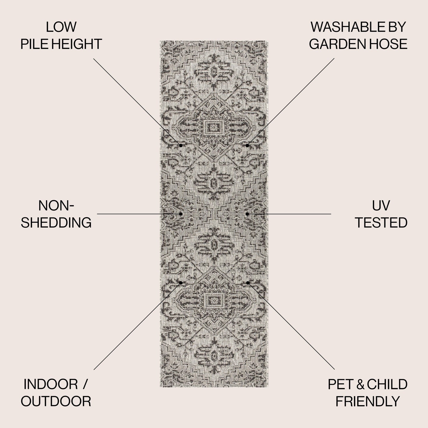 Tapis d'intérieur/extérieur JONATHAN Y Charleston Medallion