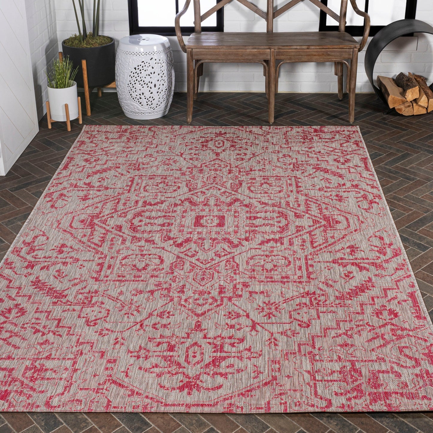 Tapis d'intérieur/extérieur JONATHAN Y Charleston Medallion