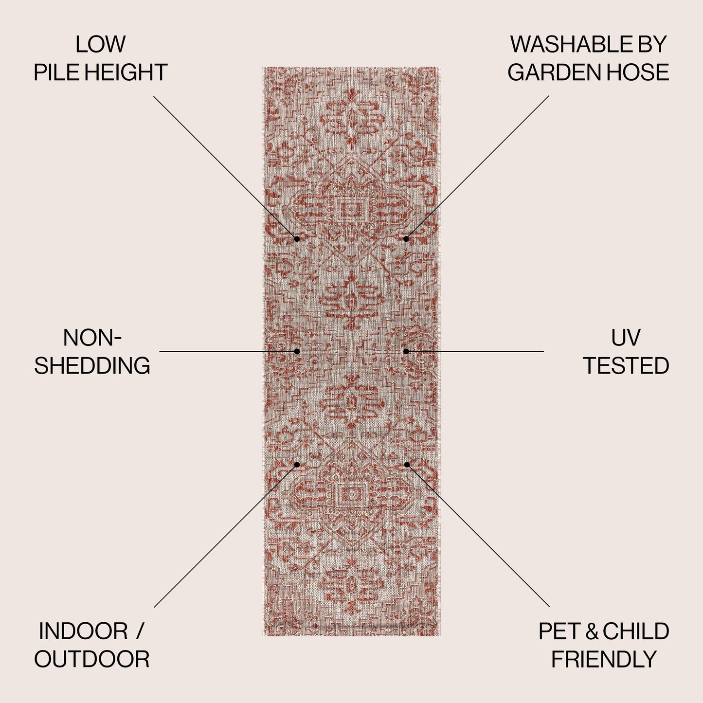Tapis d'intérieur/extérieur JONATHAN Y Charleston Medallion