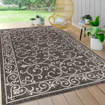 Tapis d'intérieur/extérieur à tissage texturé en filigrane JONATHAN Y