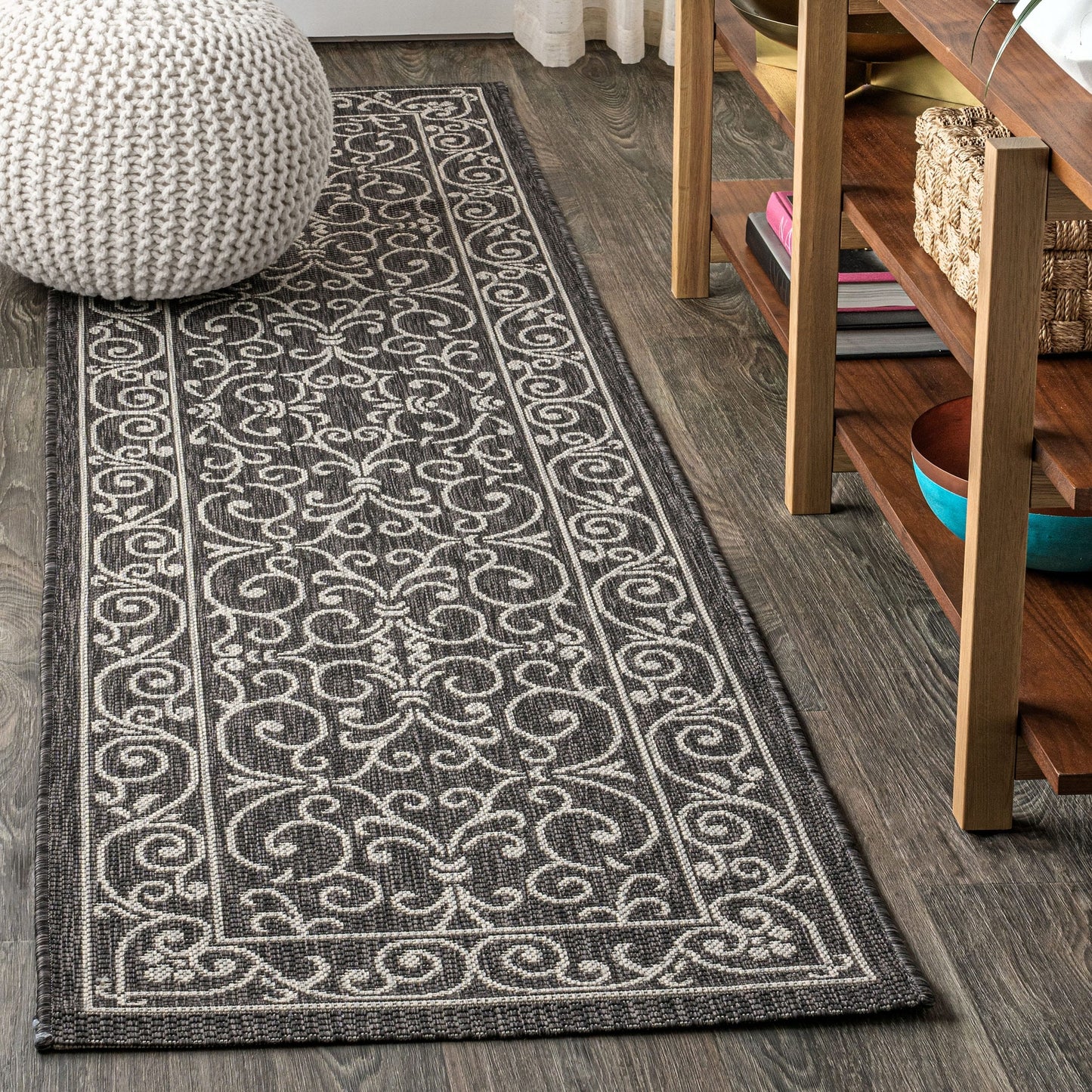 Tapis d'intérieur/extérieur à tissage texturé en filigrane JONATHAN Y