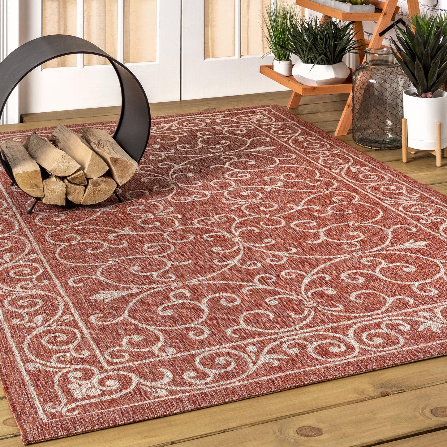 Tapis d'intérieur/extérieur à tissage texturé en filigrane JONATHAN Y