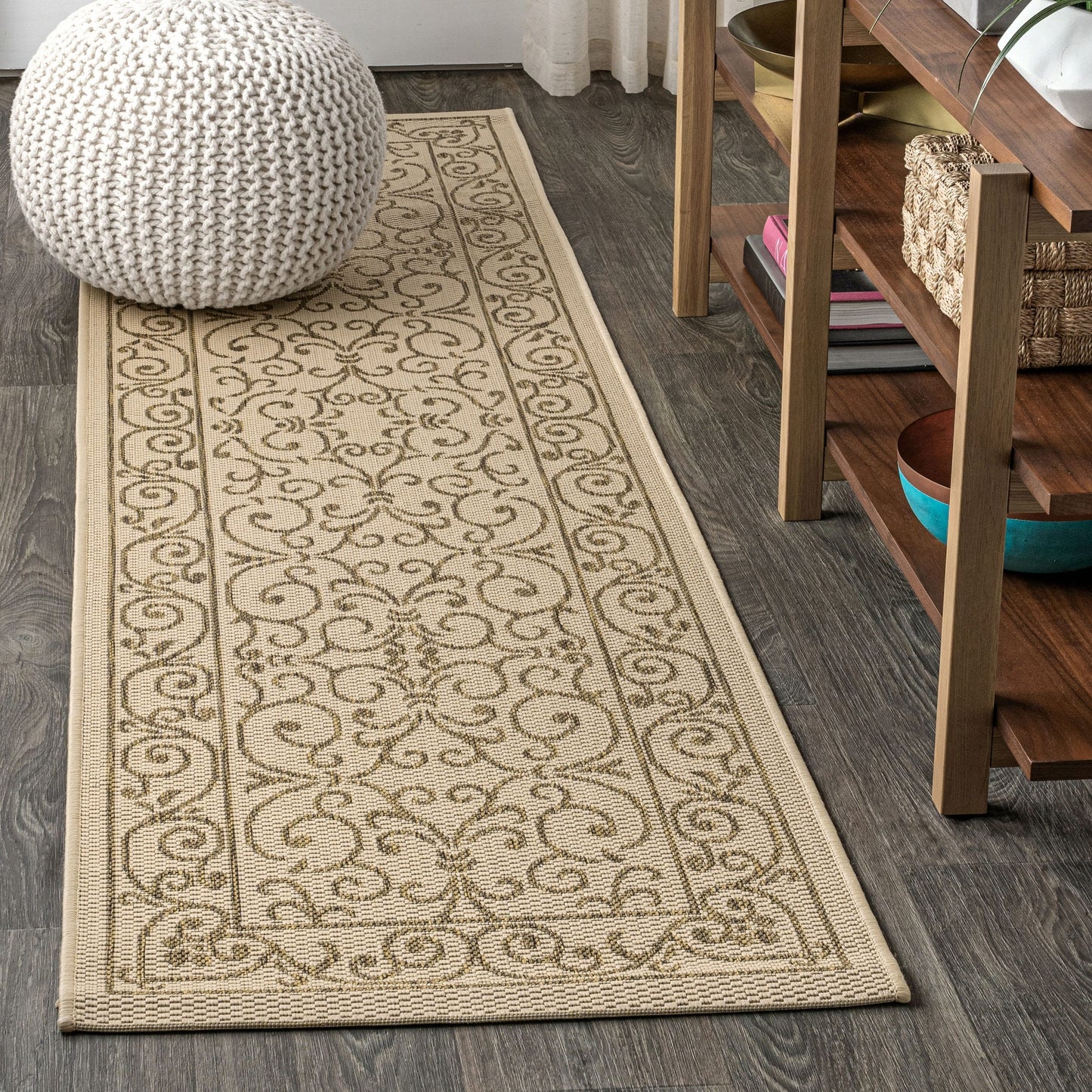Tapis d'intérieur/extérieur à tissage texturé en filigrane JONATHAN Y
