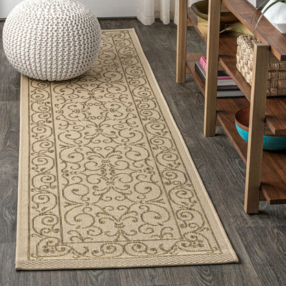 Tapis d'intérieur/extérieur à tissage texturé en filigrane JONATHAN Y