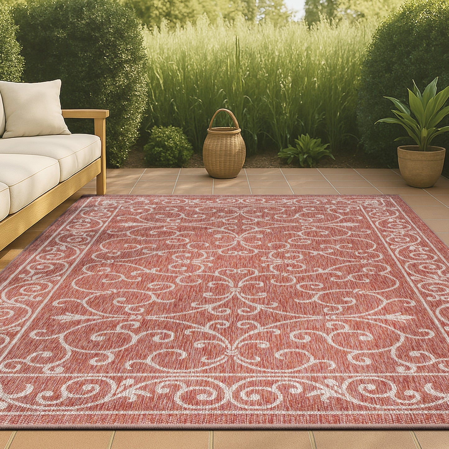 Tapis d'intérieur/extérieur à tissage texturé en filigrane JONATHAN Y