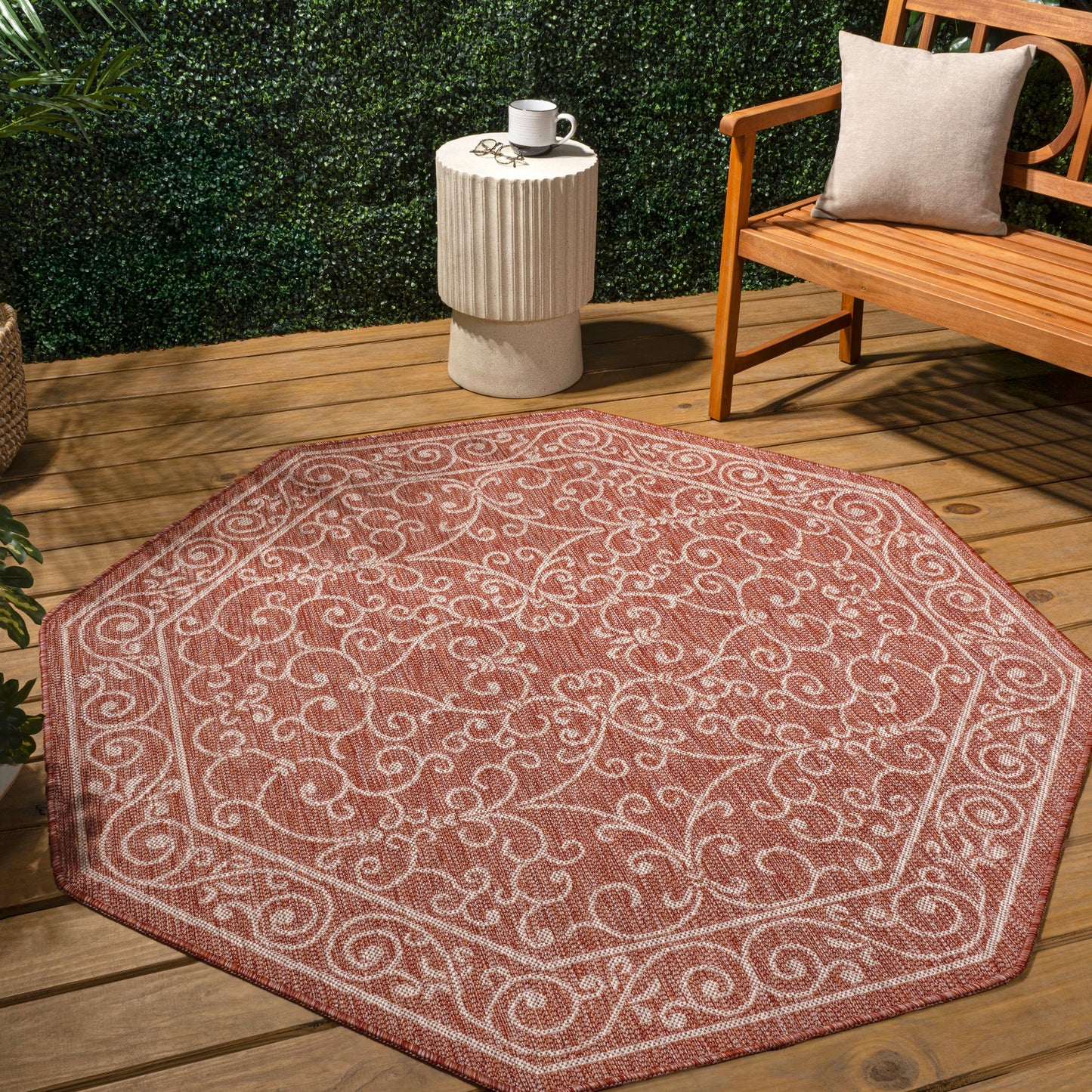 Tapis d'intérieur/extérieur à tissage texturé en filigrane JONATHAN Y