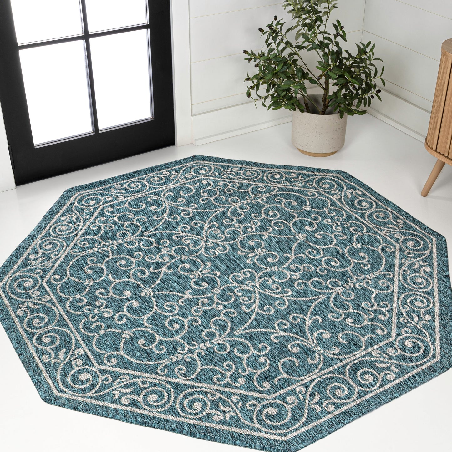 Tapis d'intérieur/extérieur à tissage texturé en filigrane JONATHAN Y