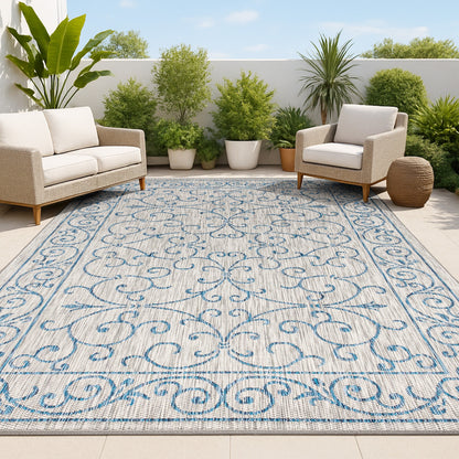 Tapis d'intérieur/extérieur à tissage texturé en filigrane JONATHAN Y