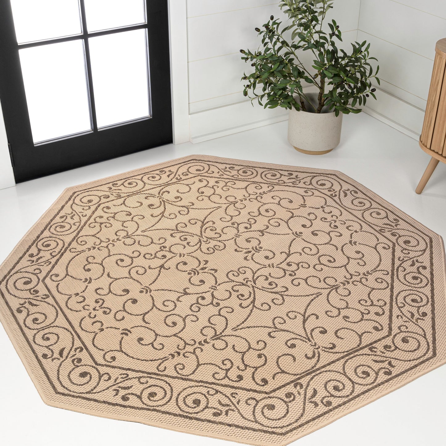 Tapis d'intérieur/extérieur à tissage texturé en filigrane JONATHAN Y