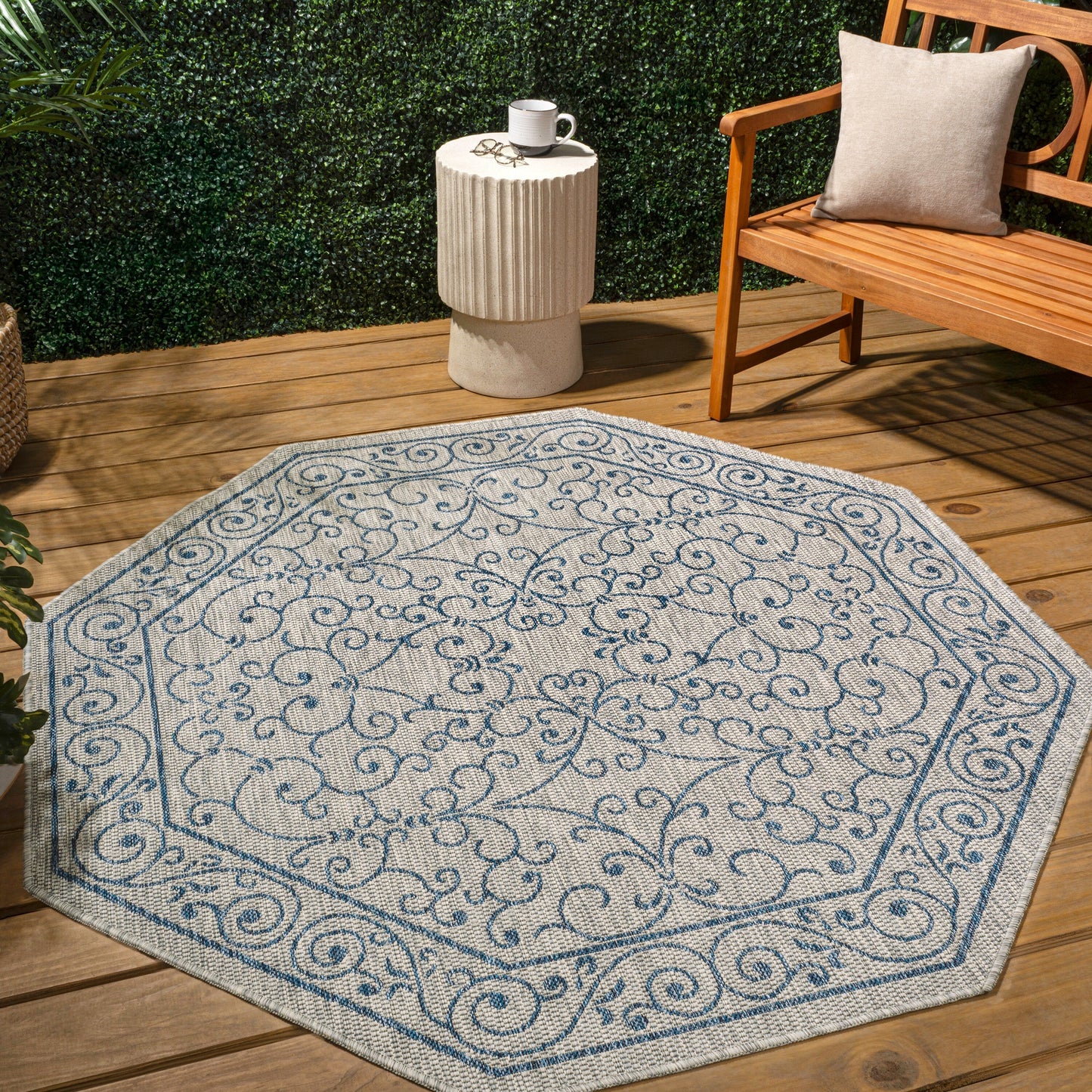 Tapis d'intérieur/extérieur à tissage texturé en filigrane JONATHAN Y