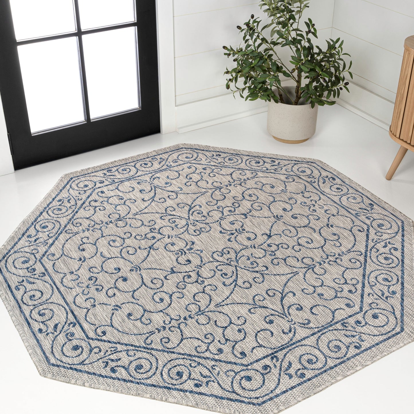 Tapis d'intérieur/extérieur à tissage texturé en filigrane JONATHAN Y