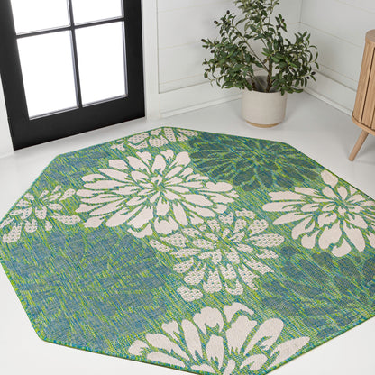 Tapis d'intérieur/extérieur à tissage texturé floral JONATHAN Y