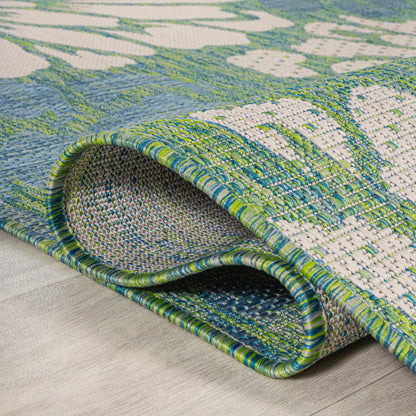 Tapis d'intérieur/extérieur à tissage texturé floral JONATHAN Y