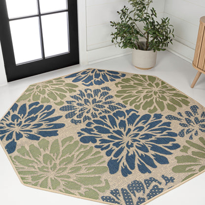 Tapis d'intérieur/extérieur à tissage texturé floral JONATHAN Y