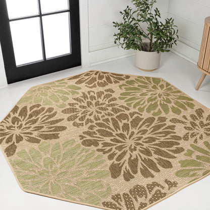 Tapis d'intérieur/extérieur à tissage texturé floral JONATHAN Y