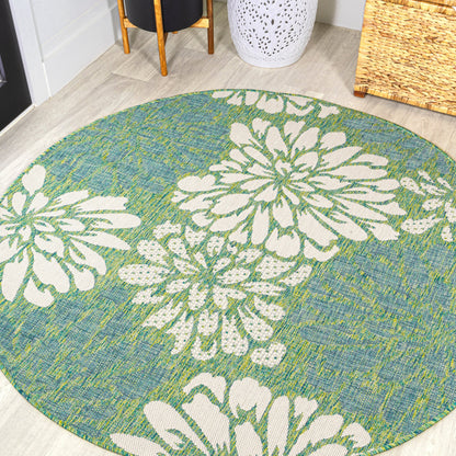 Tapis d'intérieur/extérieur à tissage texturé floral JONATHAN Y