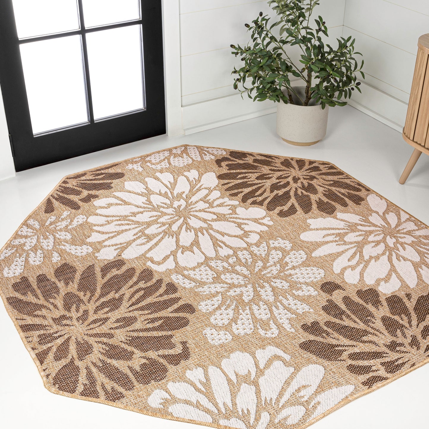 Tapis d'intérieur/extérieur à tissage texturé floral JONATHAN Y