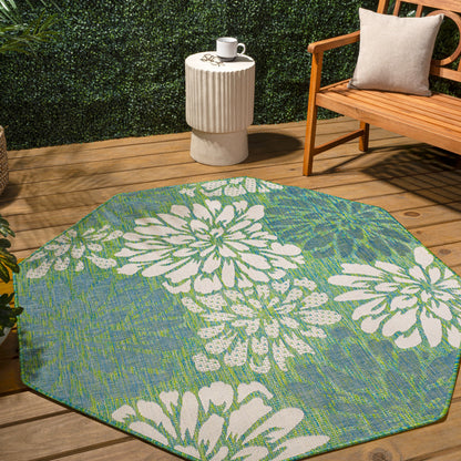 Tapis d'intérieur/extérieur à tissage texturé floral JONATHAN Y