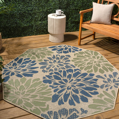 Tapis d'intérieur/extérieur à tissage texturé floral JONATHAN Y