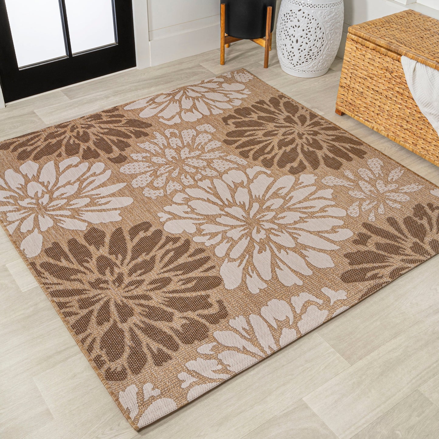 Tapis d'intérieur/extérieur à tissage texturé floral JONATHAN Y