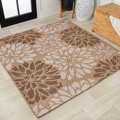 Tapis d'intérieur/extérieur à tissage texturé floral JONATHAN Y