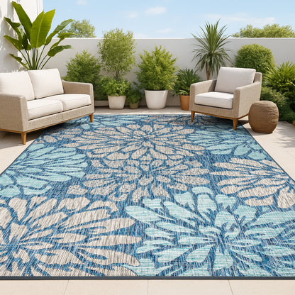 Tapis d'intérieur/extérieur à tissage texturé floral JONATHAN Y