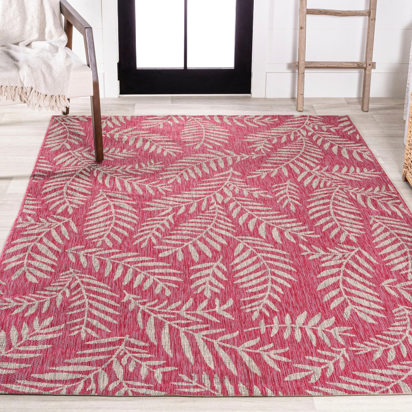 JONATHAN Y Tapis intérieur/extérieur à fronde de palmier Galon