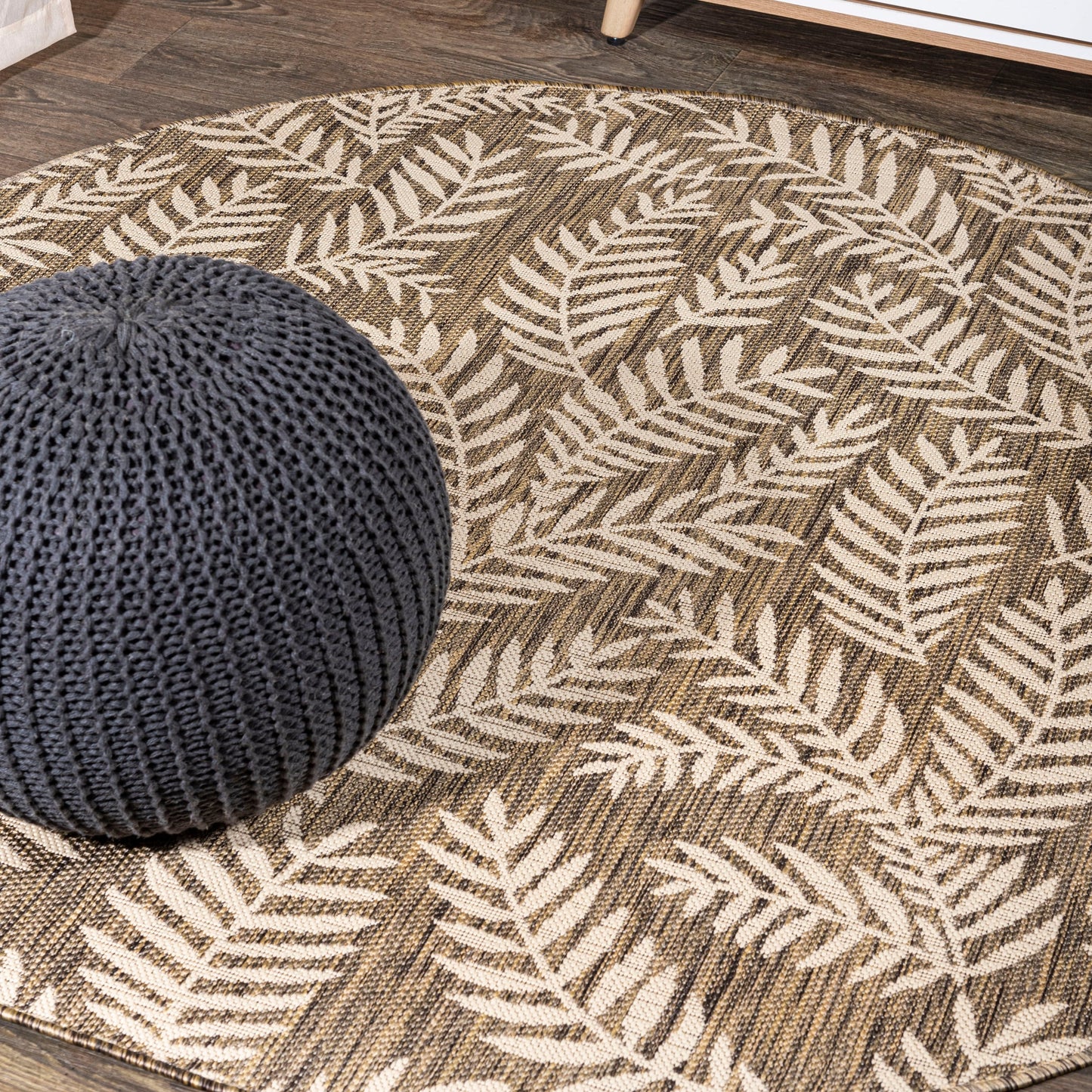 JONATHAN Y Tapis intérieur/extérieur à fronde de palmier Galon