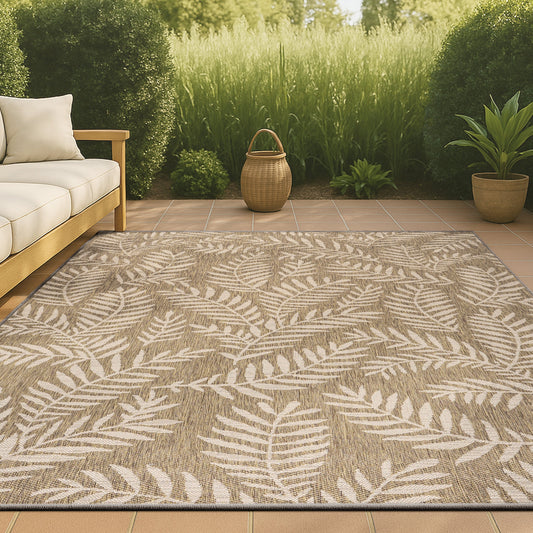 JONATHAN Y Tapis intérieur/extérieur à fronde de palmier Galon