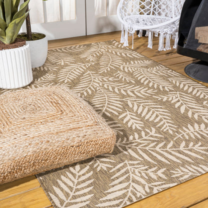 JONATHAN Y Tapis intérieur/extérieur à fronde de palmier Galon