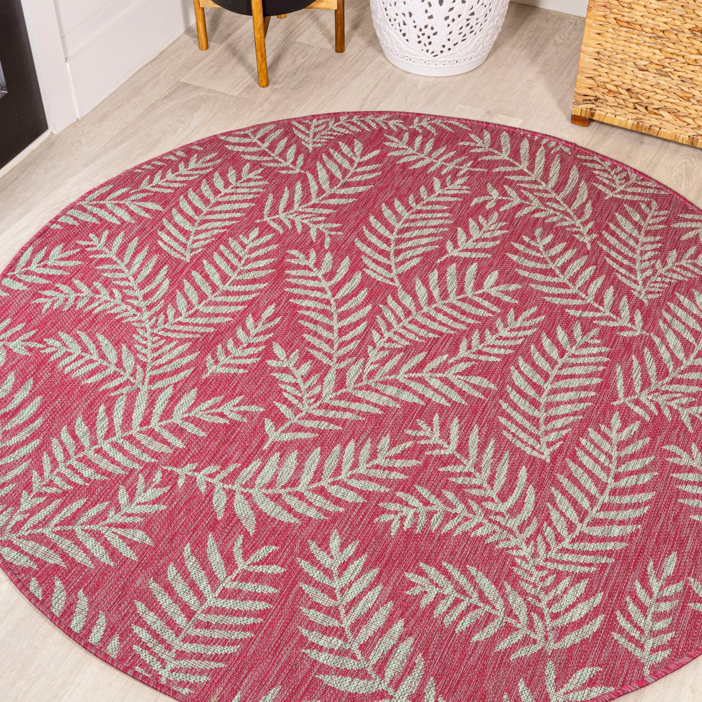 JONATHAN Y Tapis intérieur/extérieur à fronde de palmier Galon