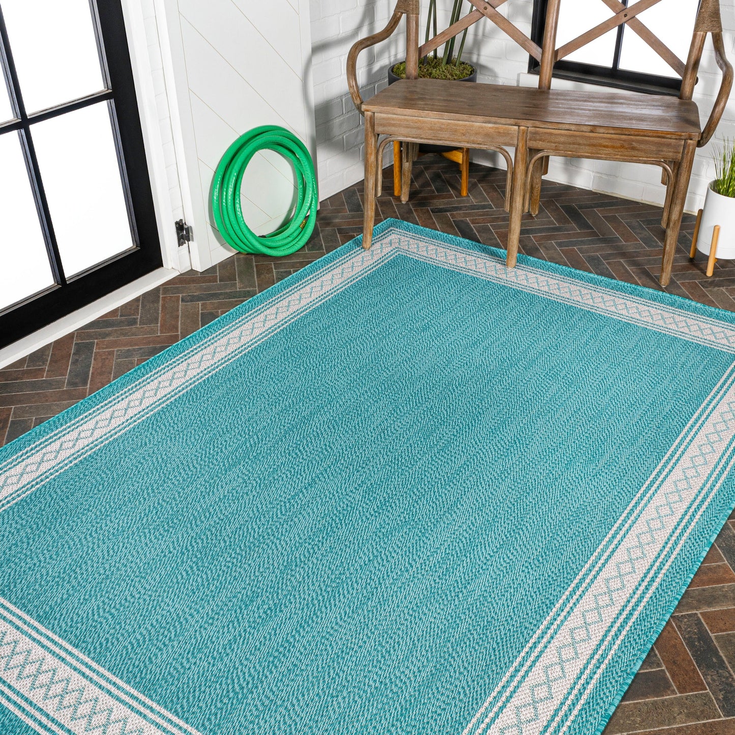 Tapis d'intérieur/extérieur classique à bordure en losanges JONATHAN Y Havana