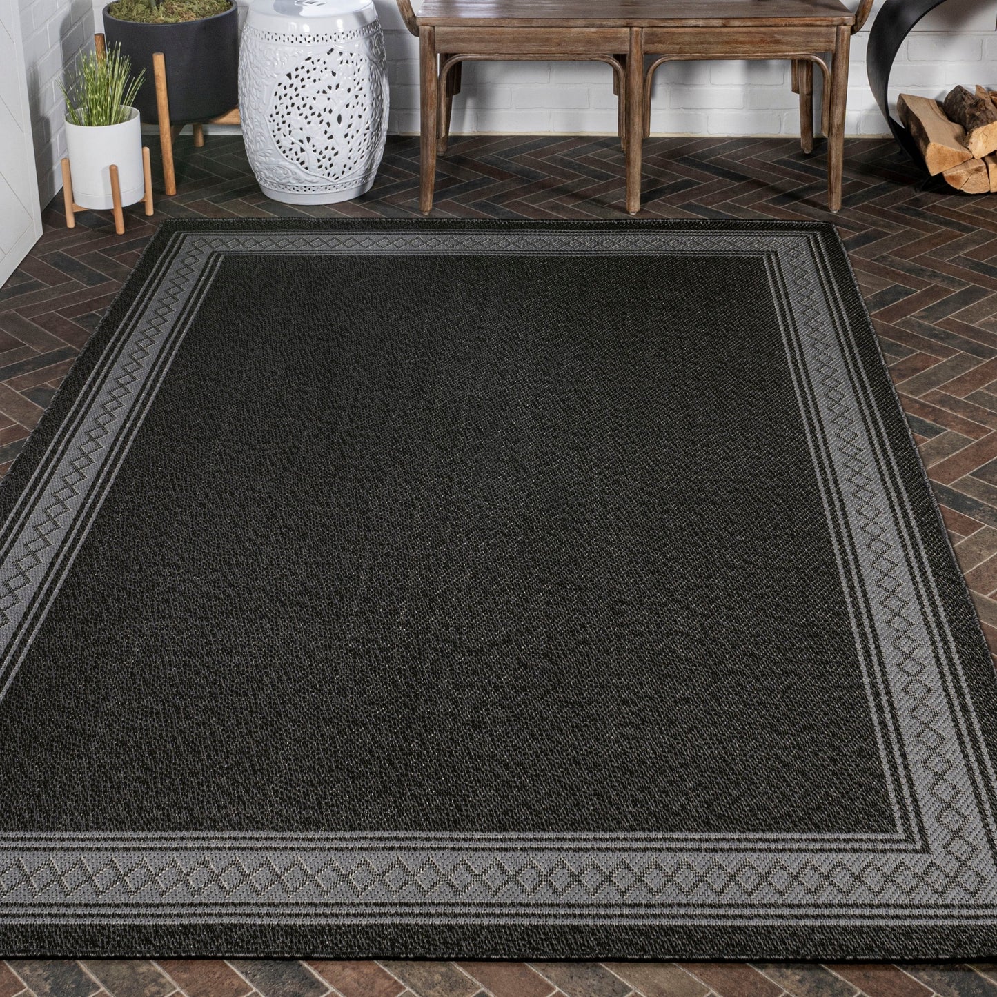 Tapis d'intérieur/extérieur classique à bordure en losanges JONATHAN Y Havana