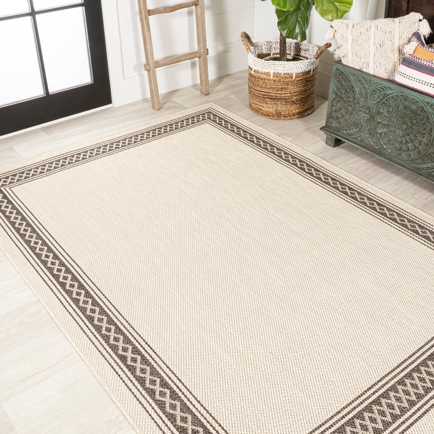Tapis d'intérieur/extérieur classique à bordure en losanges JONATHAN Y Havana