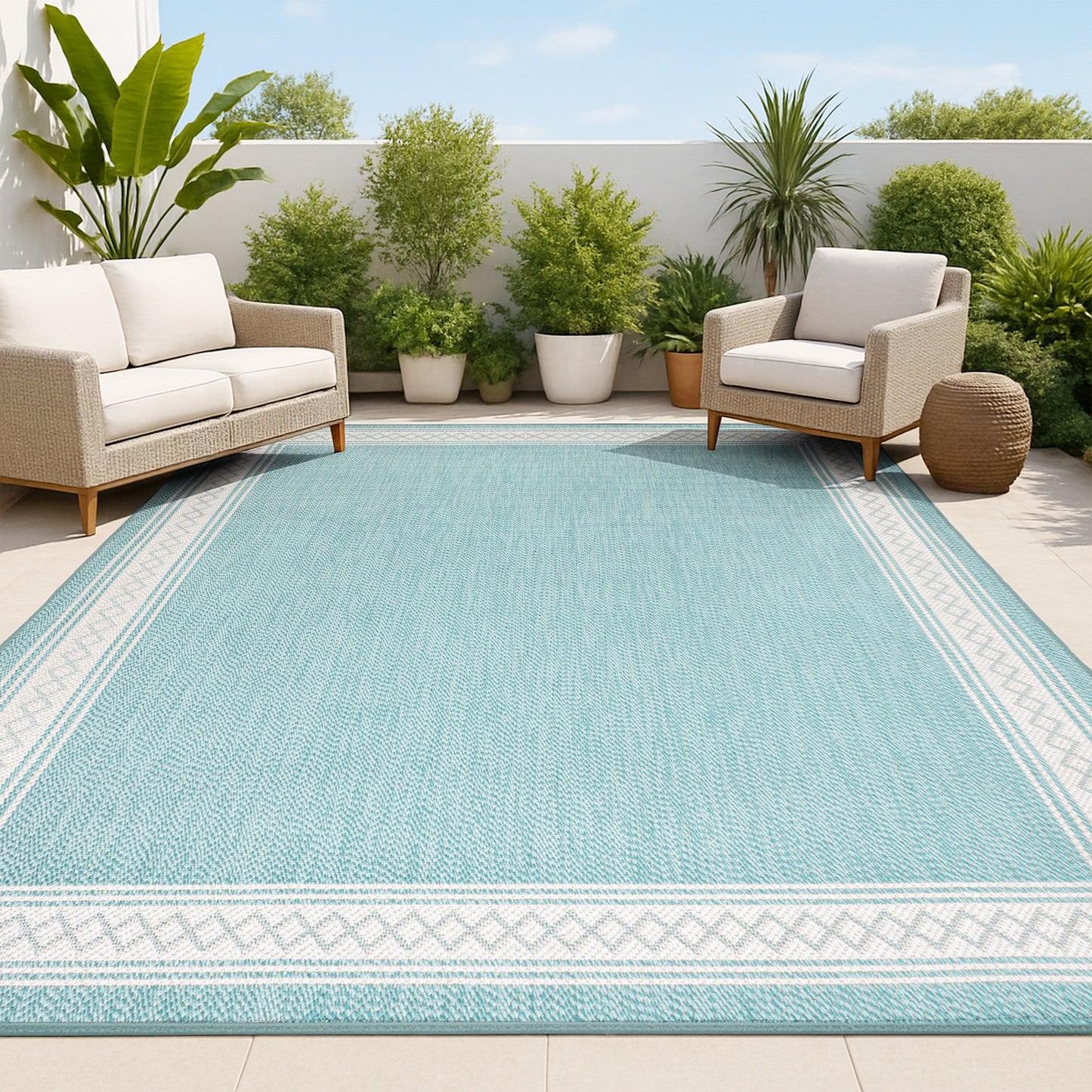 Tapis d'intérieur/extérieur classique à bordure en losanges JONATHAN Y Havana